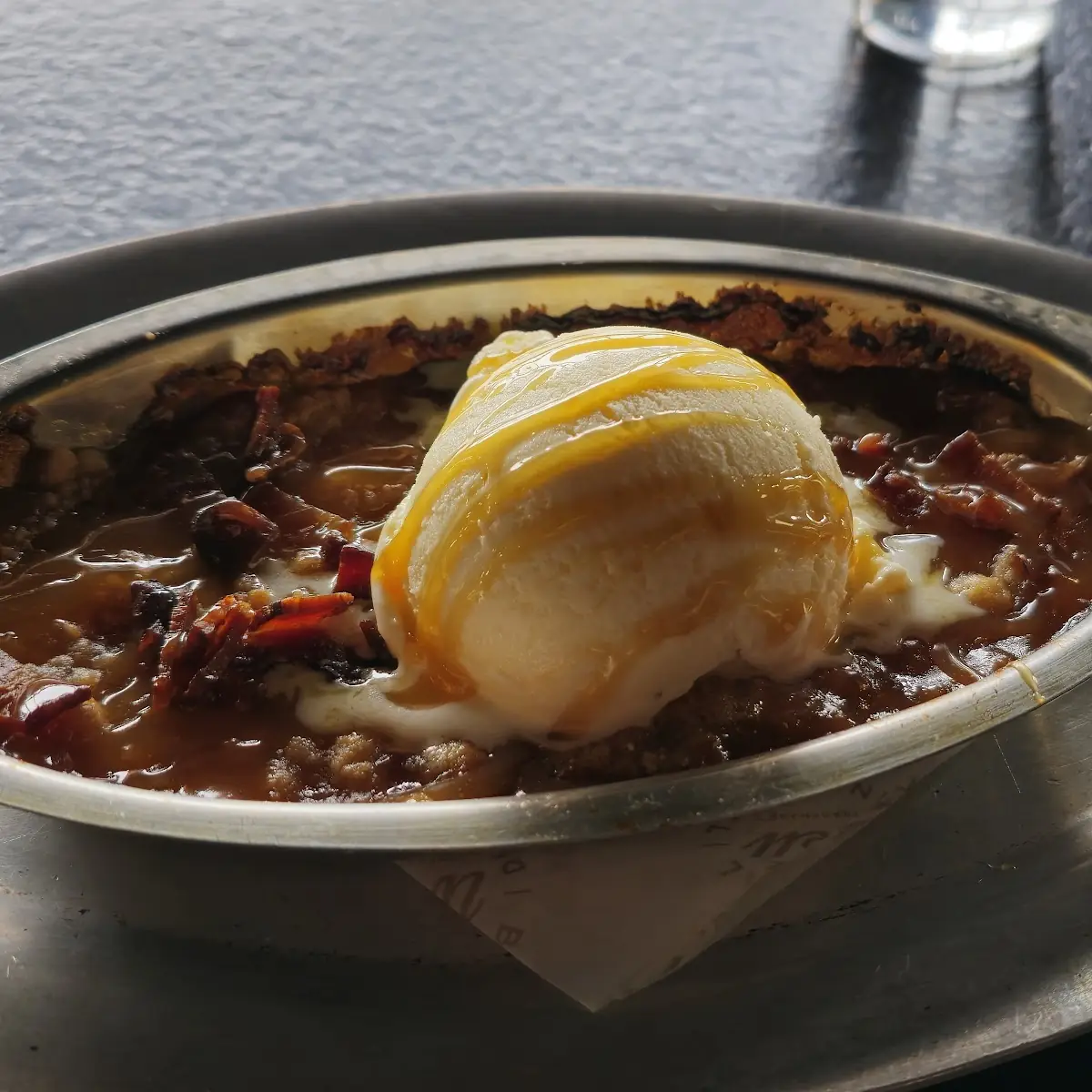 Peach Cobbler with Vanilla Ice Cream