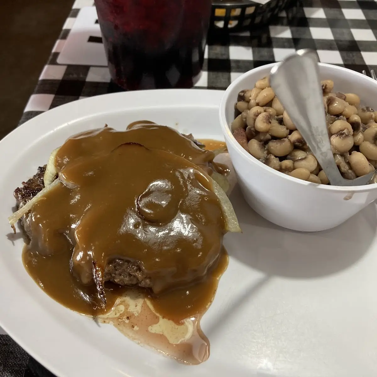 Hamburger Steak and Black Eyed Peas