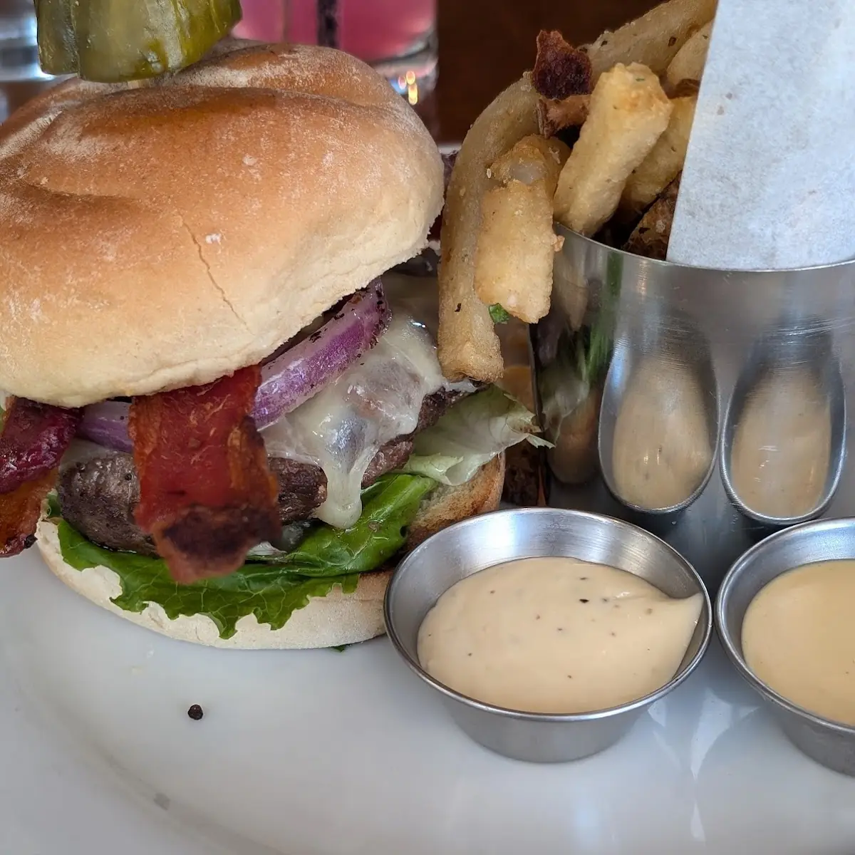 Tavern Burger with Onion Rings