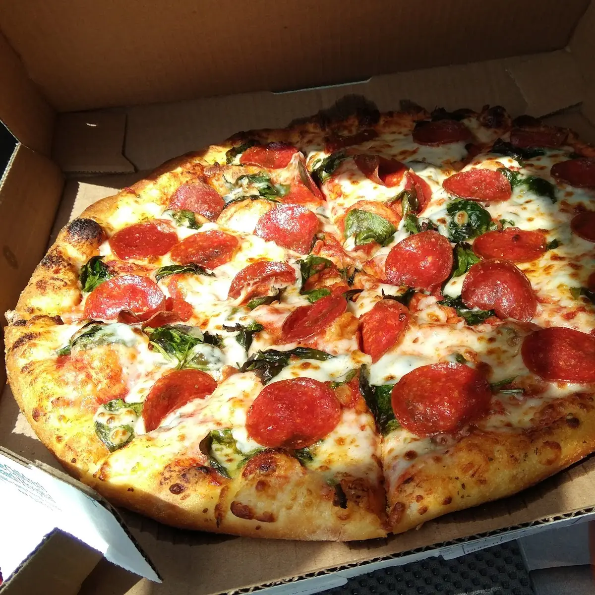 Spinach and Pepperoni Pizza