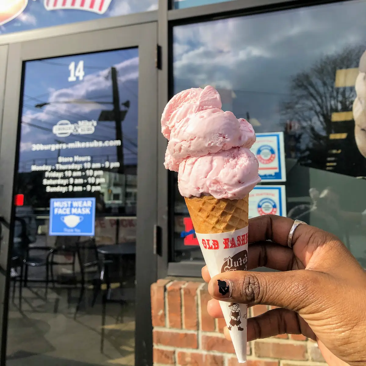 Strawberry Ice Cream on a Sugar Cone