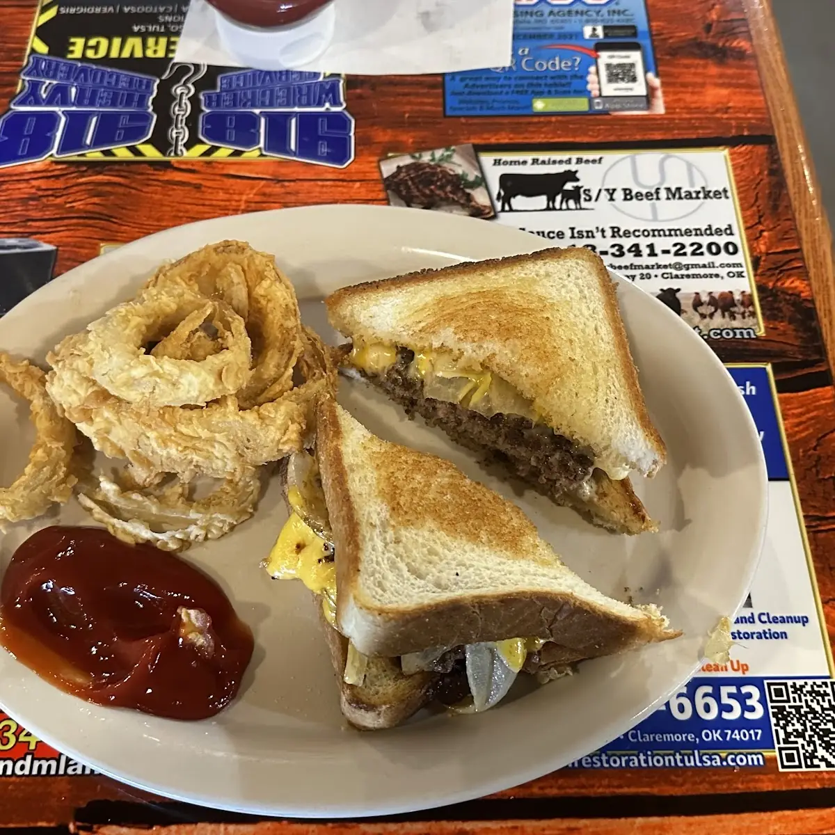 Patty Melt with Onion Rings