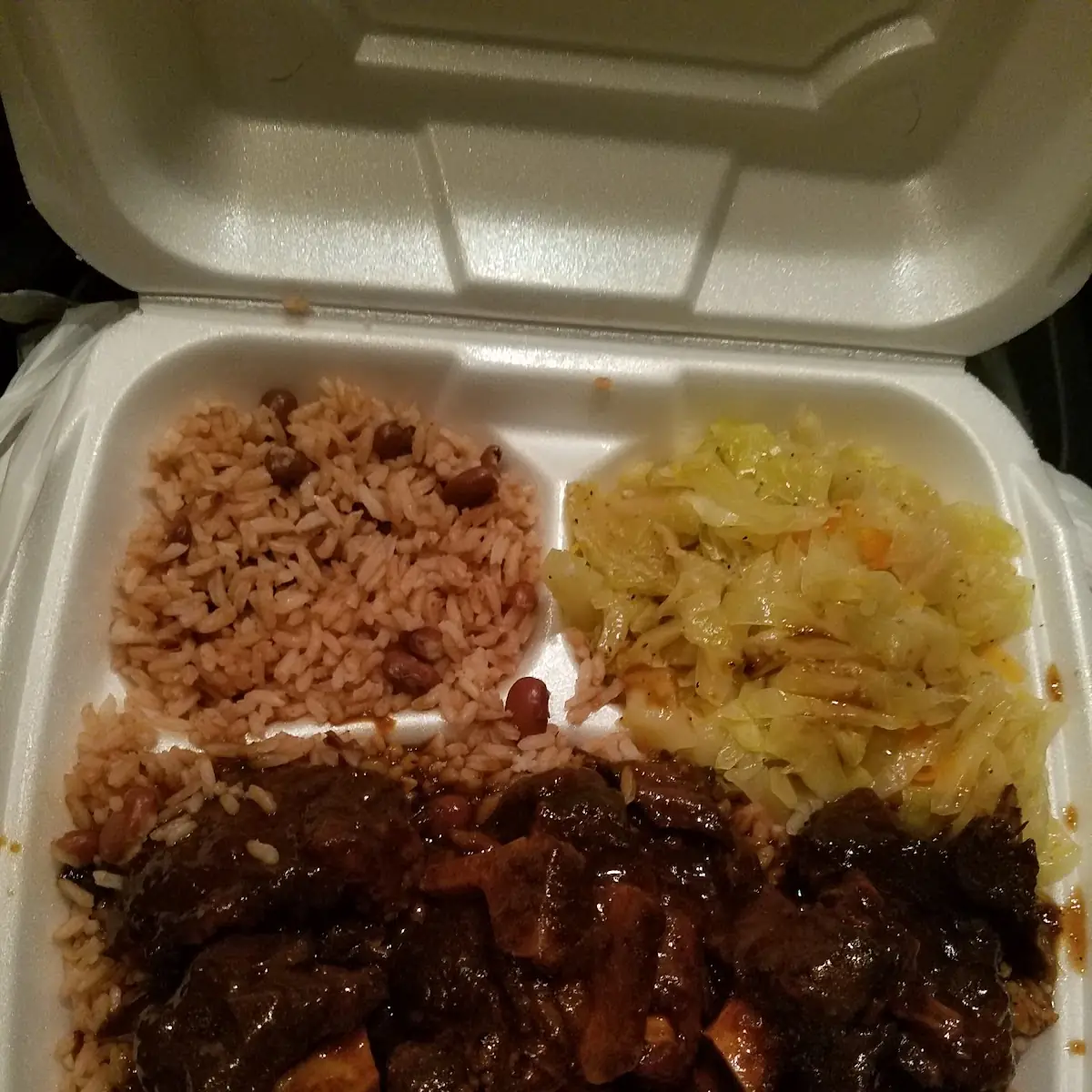Jerk Chicken Rice and Peas Cabbage