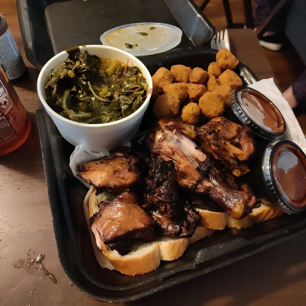 Chopped Chicken Fried Okra and Collard Greens