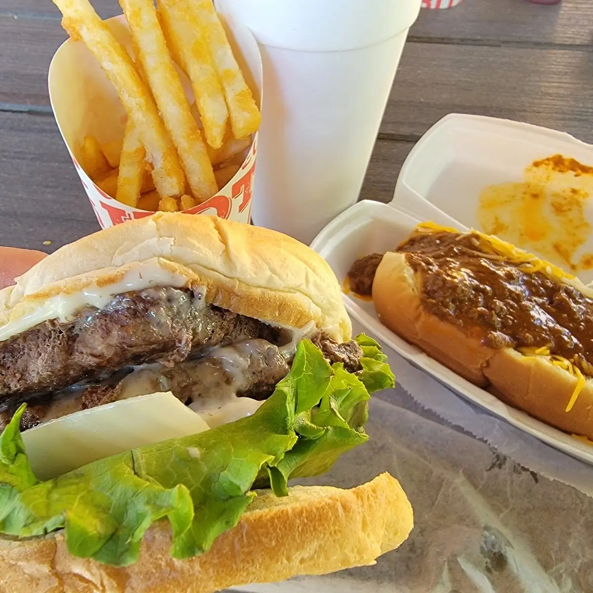 Double Cheeseburger & Chili Dog