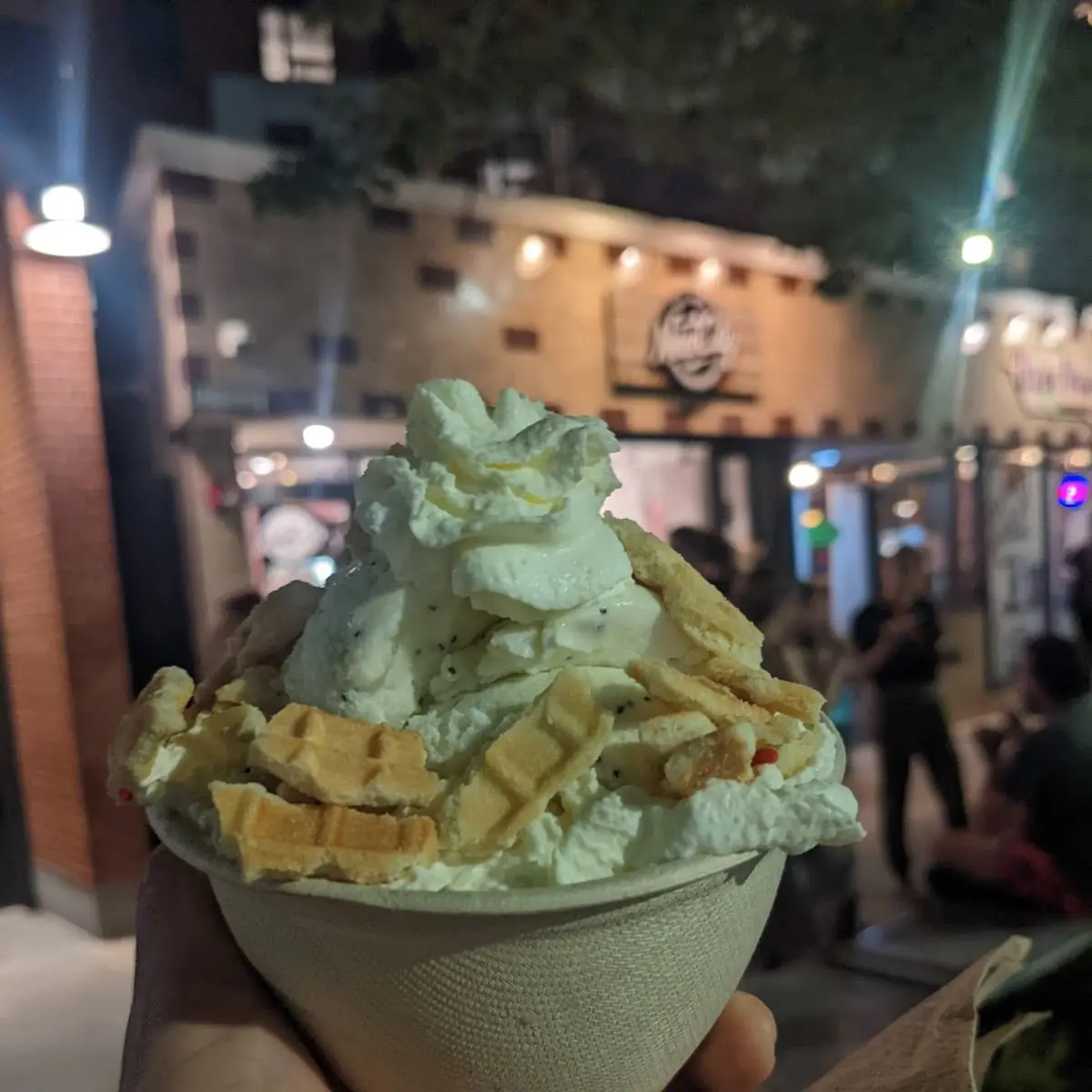 Ice Cream with Falling Apart and Whipped Cream
