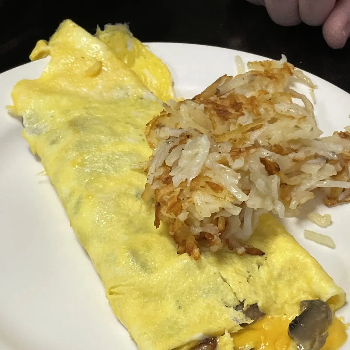 Mushroom Omelette and Hash Browns