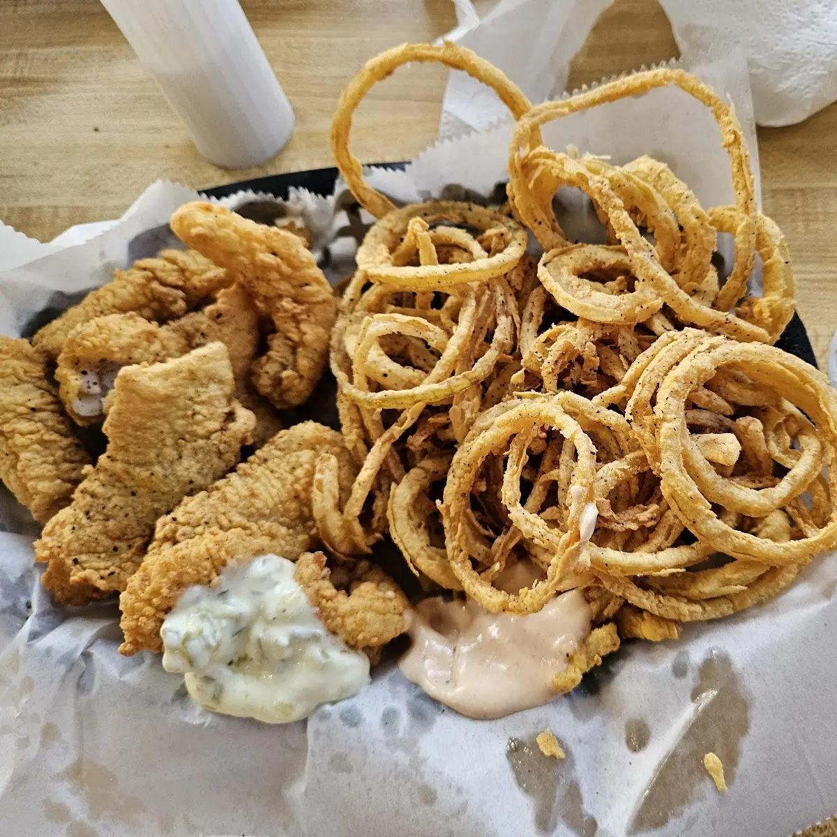Grouper Fingers and Onion Rings