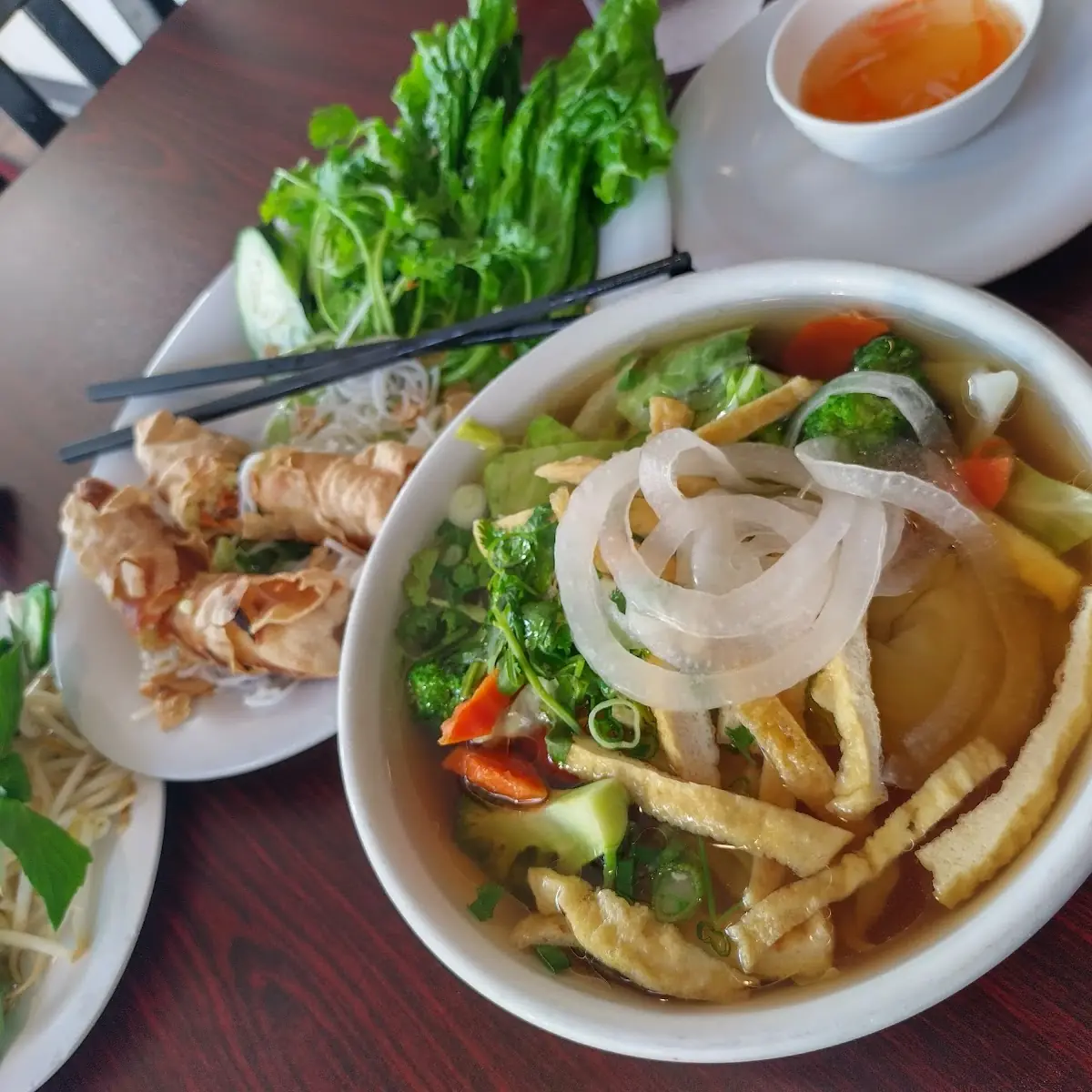 Vegetarian Egg Roll and Vegetarian Pho