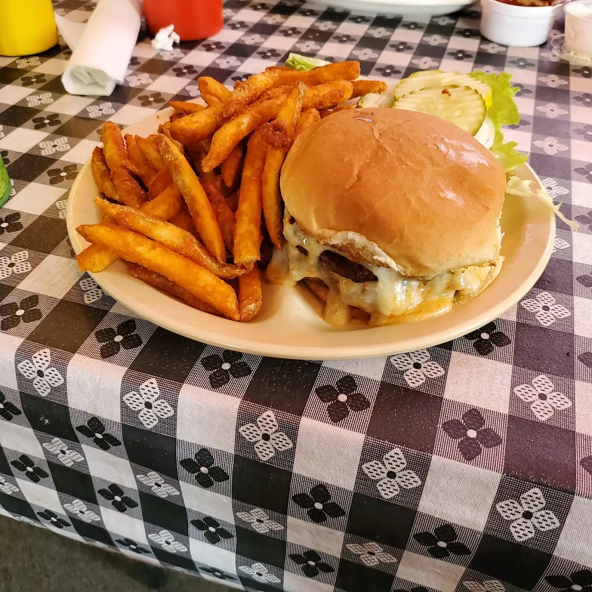 Double Cheese Burger with Seasoned Fries