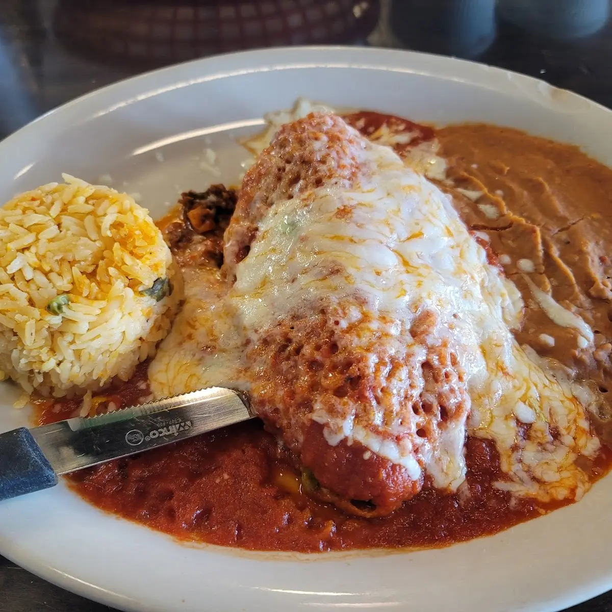 1 Enchilada with Rice & Refried Beans