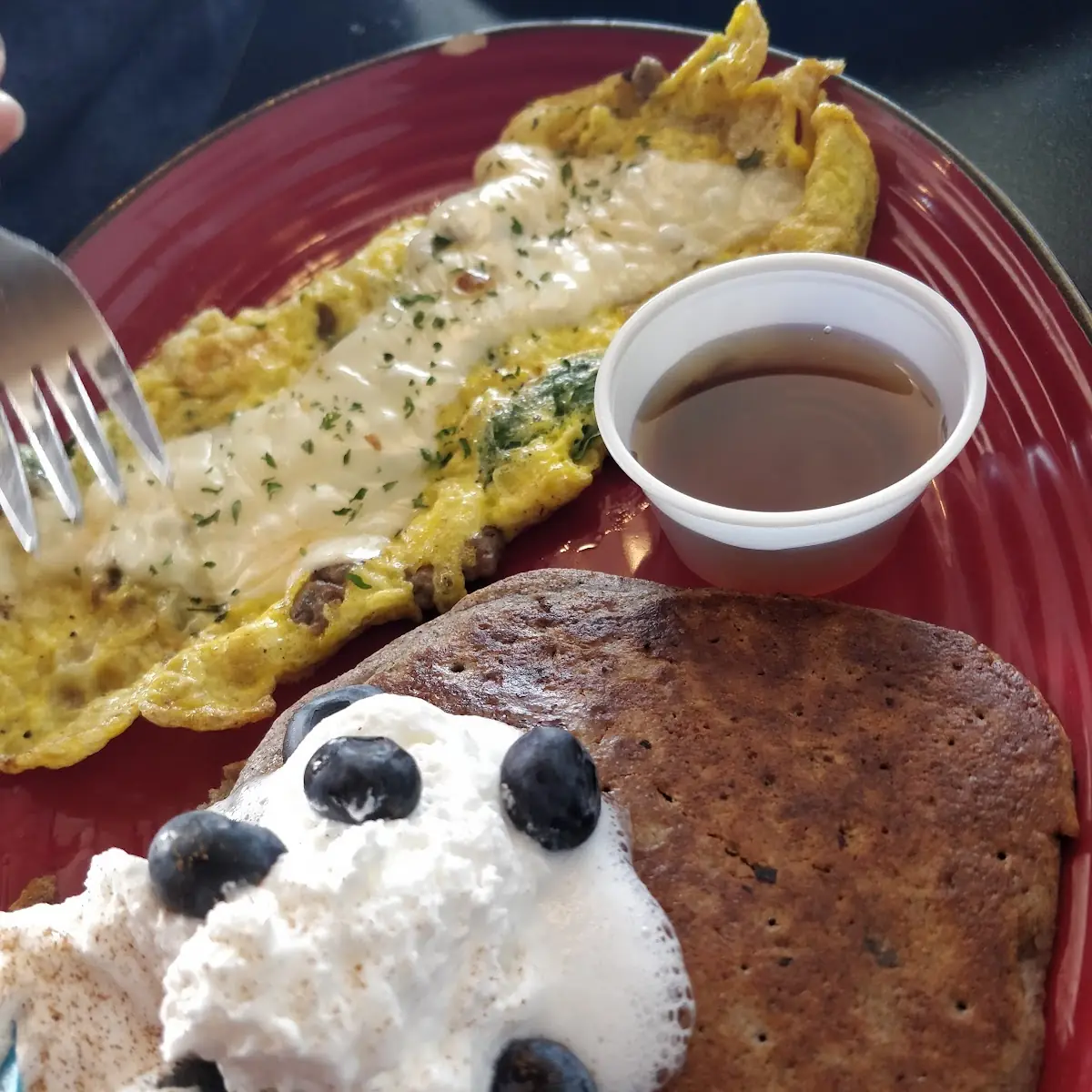 Eggs and Blueberry Pancakes