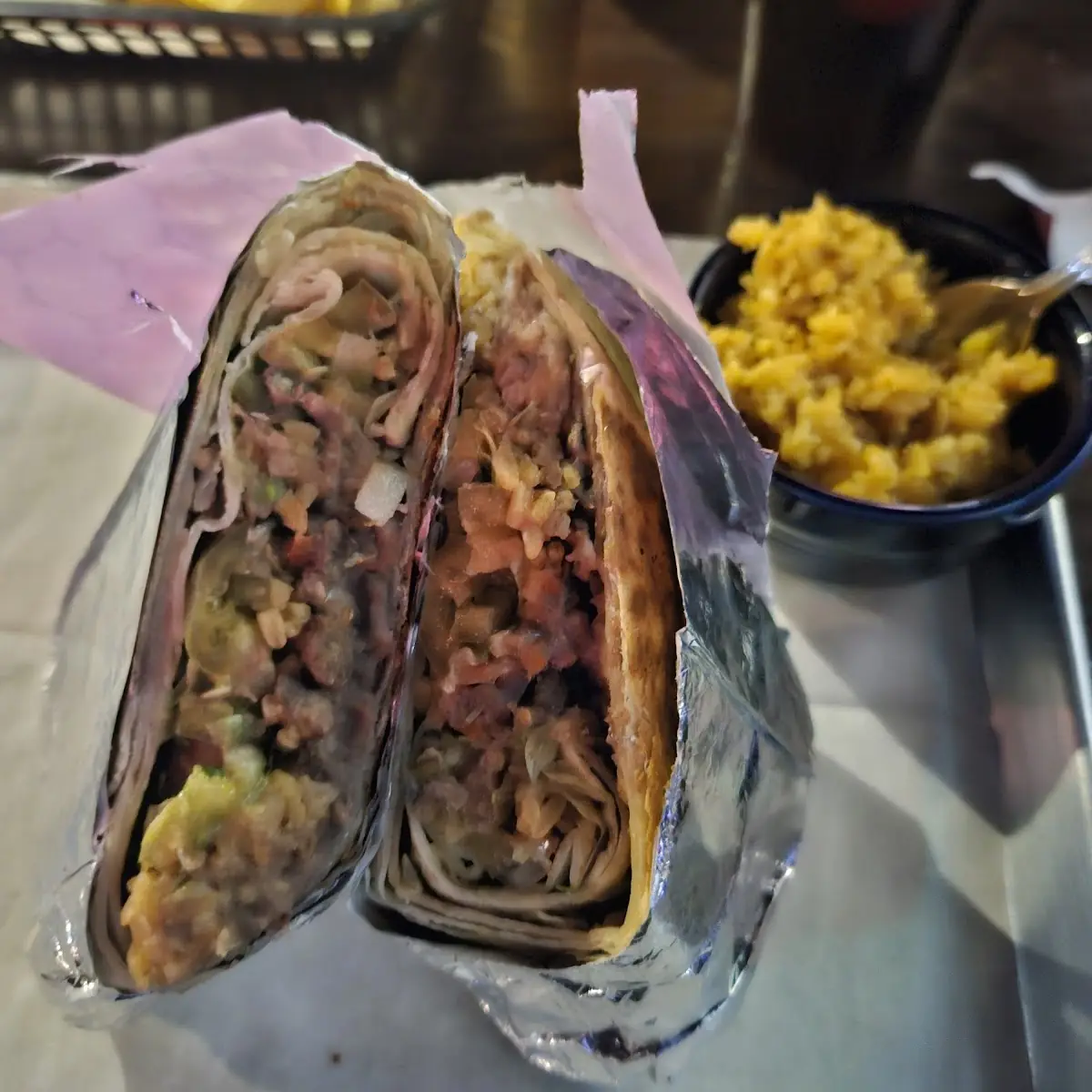 Burrito and Mac & Cheese