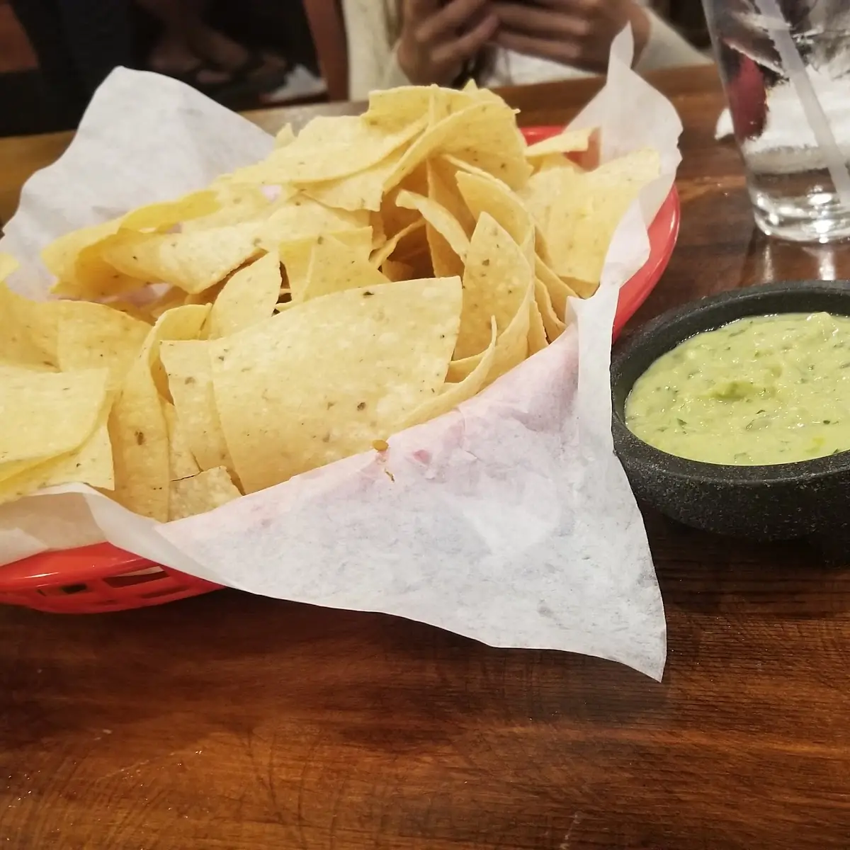 Chips Guacamole and Red Salsa