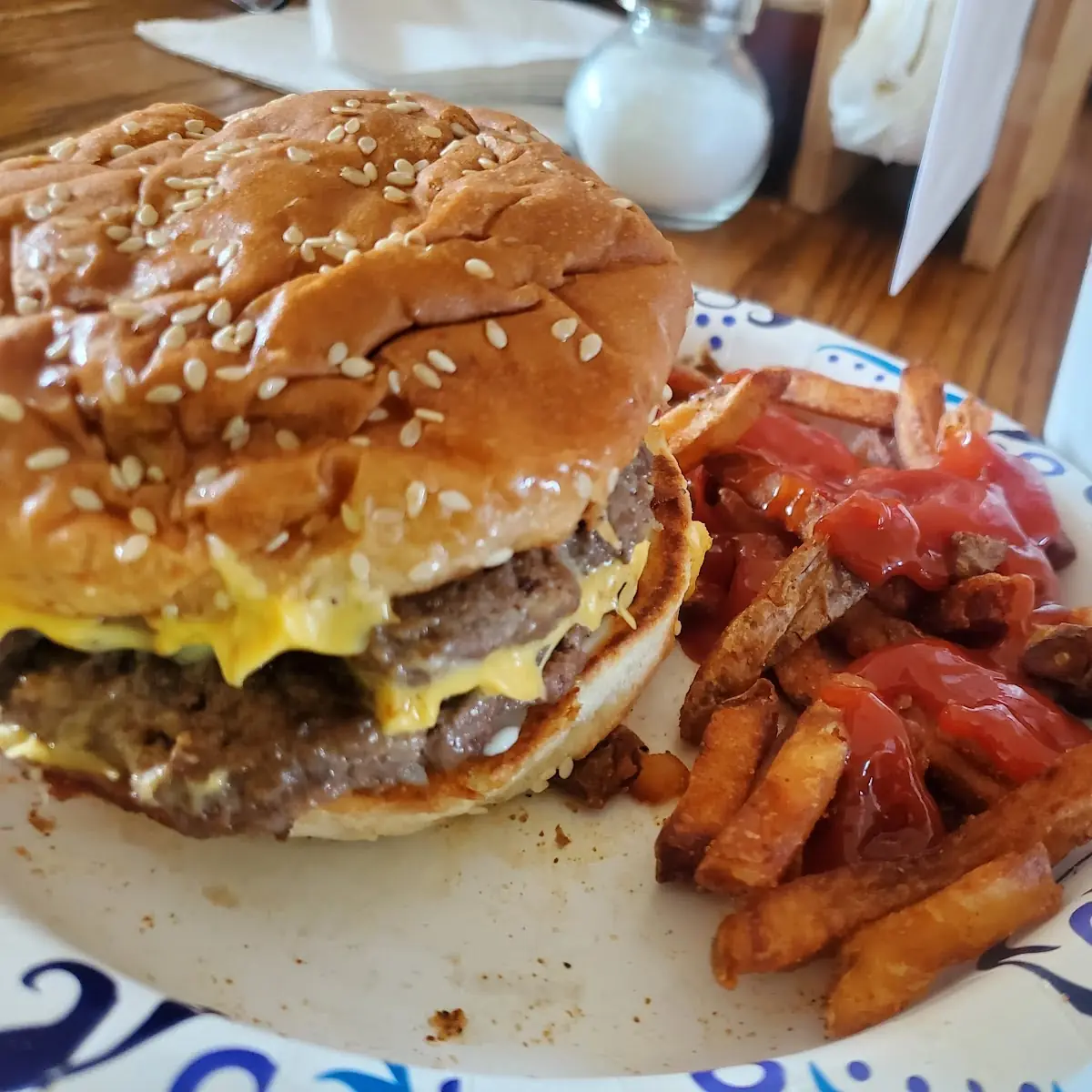 Bacon Cheeseburger Fries Strawberry Banana Shake