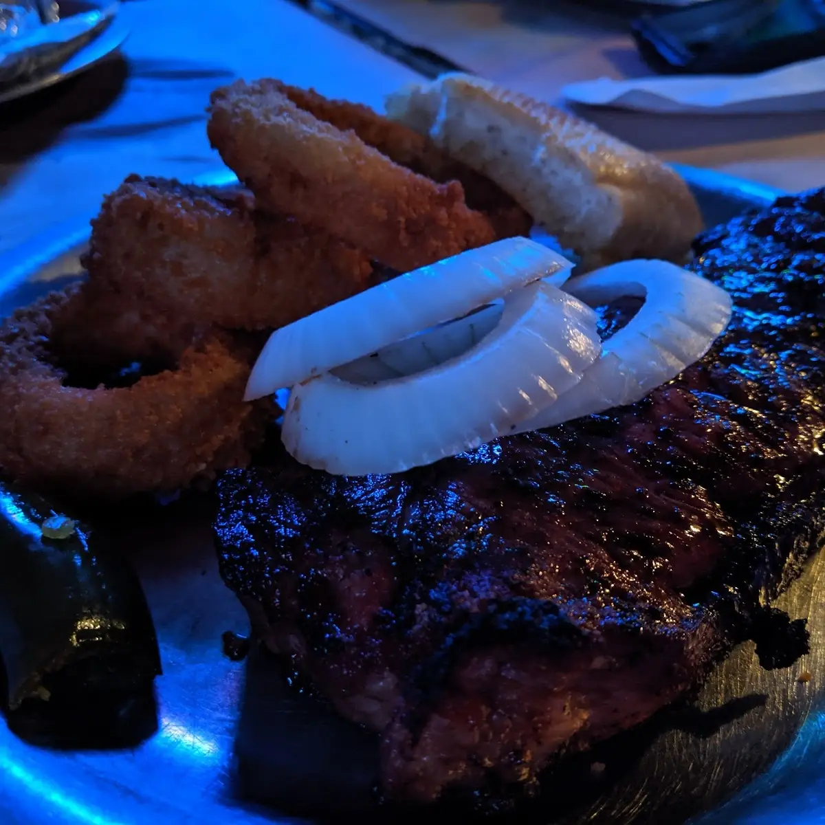 NY Strip and Onion Rings