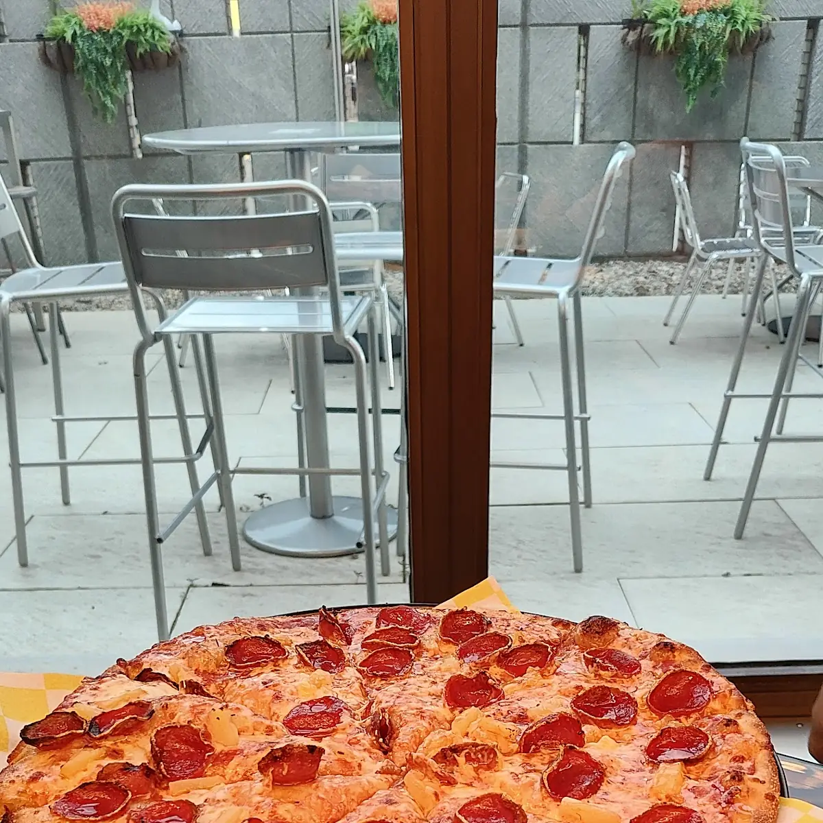 Pepperoni Pizza with Pineapple and Hot Honey Sauce