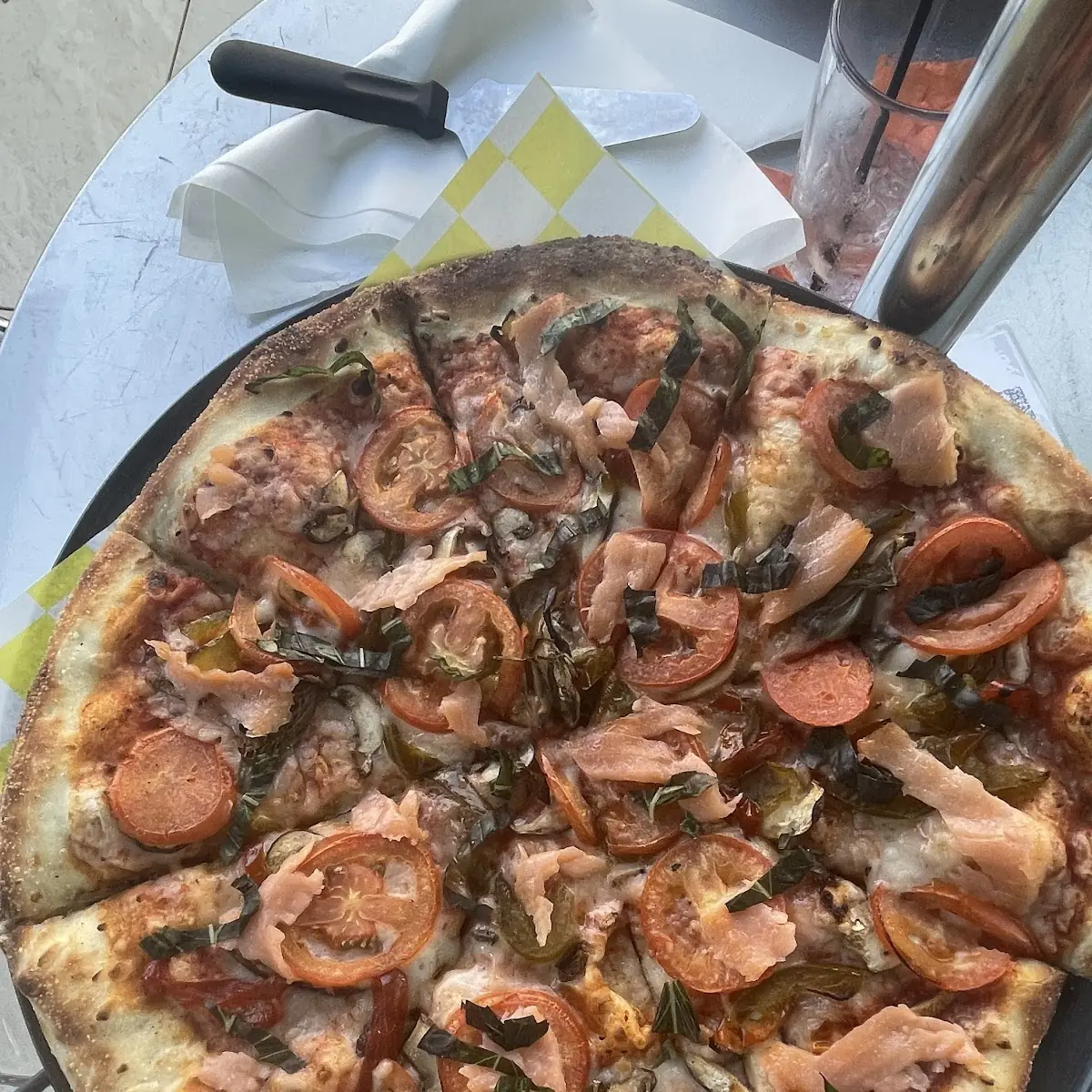 Vegan Cheese Pizza with Smoked Salmon