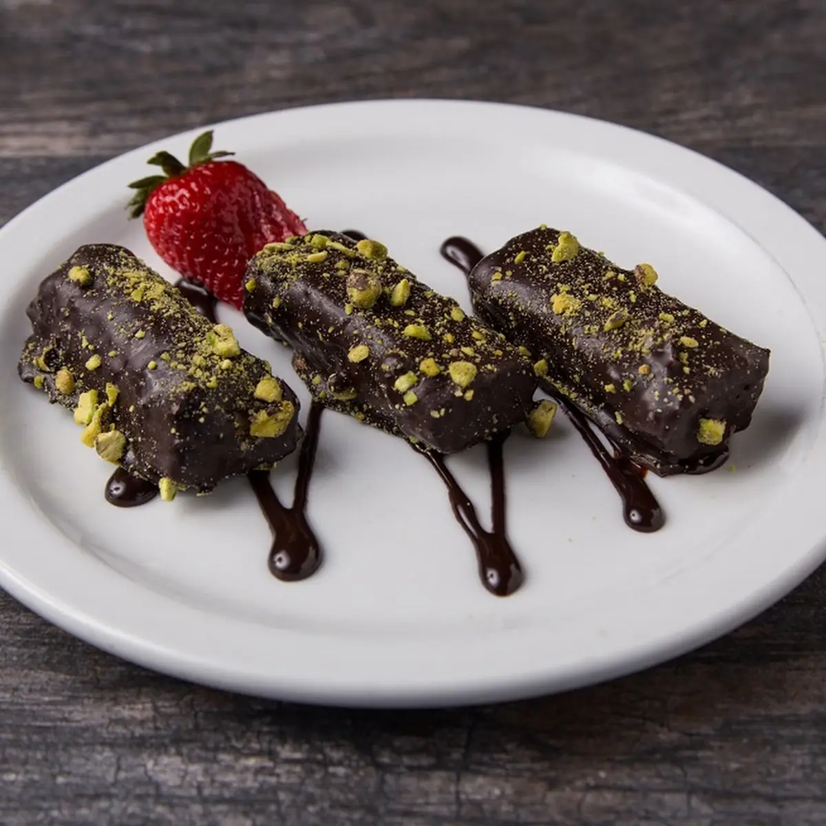 Chocolate-Dipped Walnut Baklawa Rolls