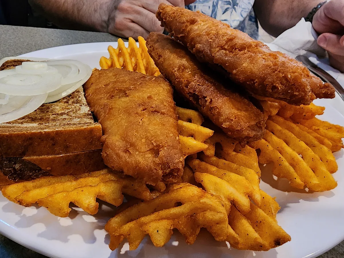 Pollack and Waffle Fries