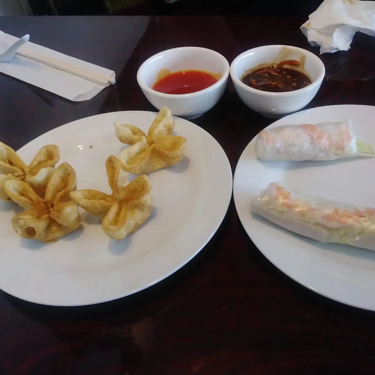 Crab Cheese Wontons and Spring Rolls