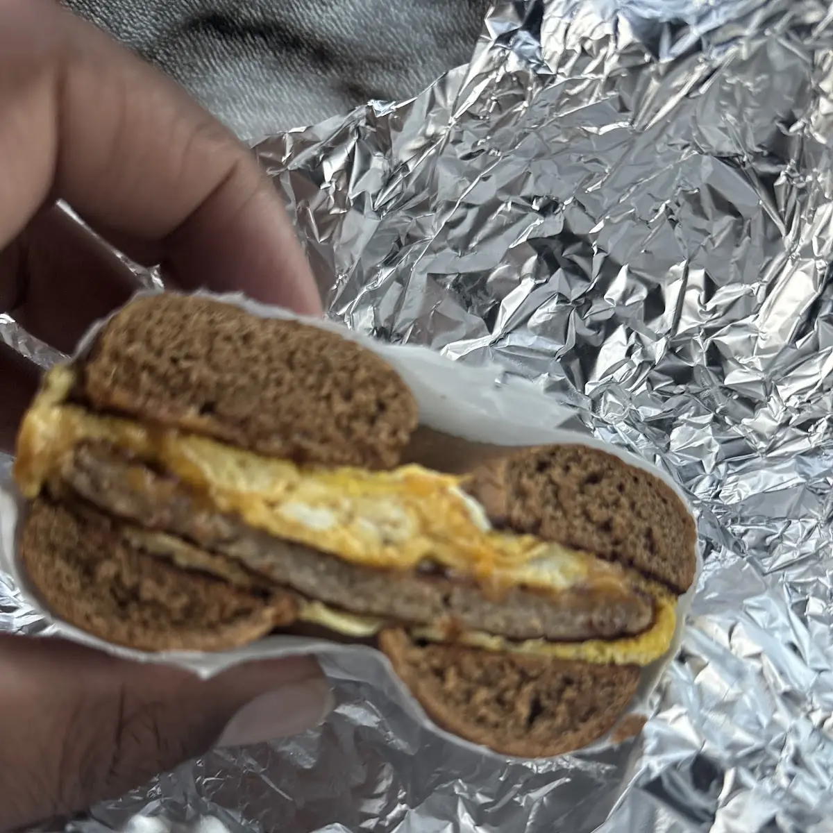 Turkey Sausage Egg Cheese Raisin Bagel