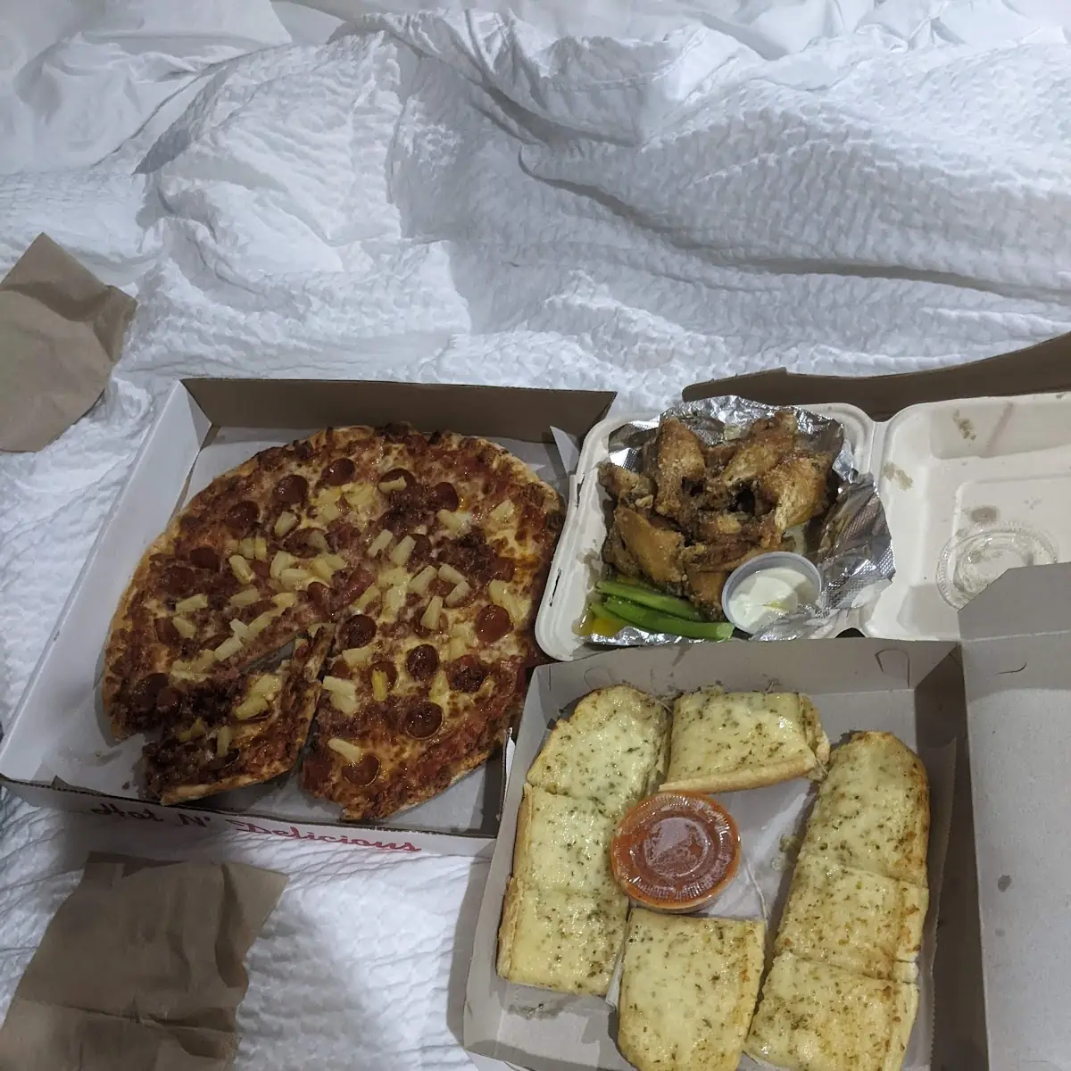 Garlic Parm Wings and Cheesy Garlic Bread