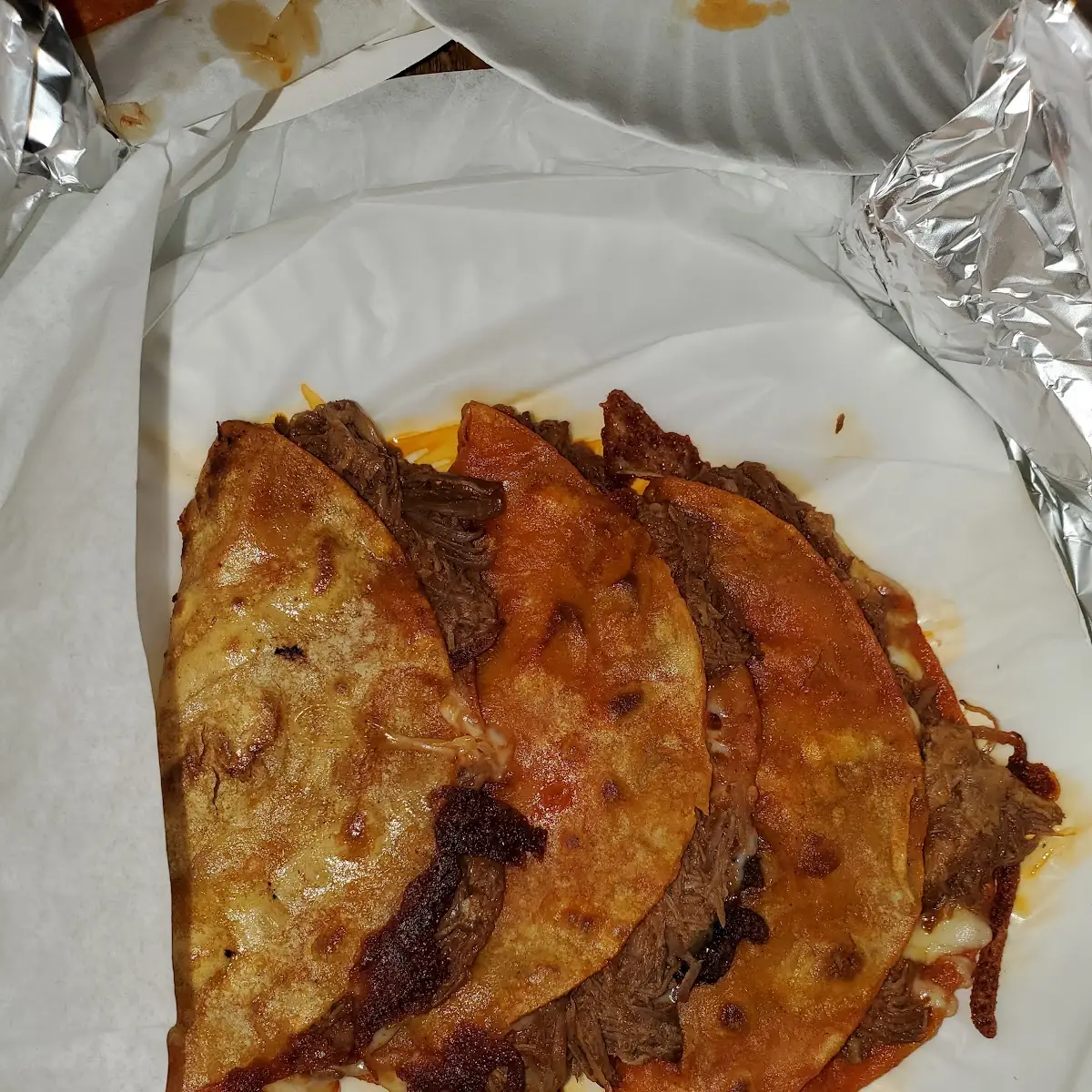 Vegetarian Quesadilla with side of grilled onions