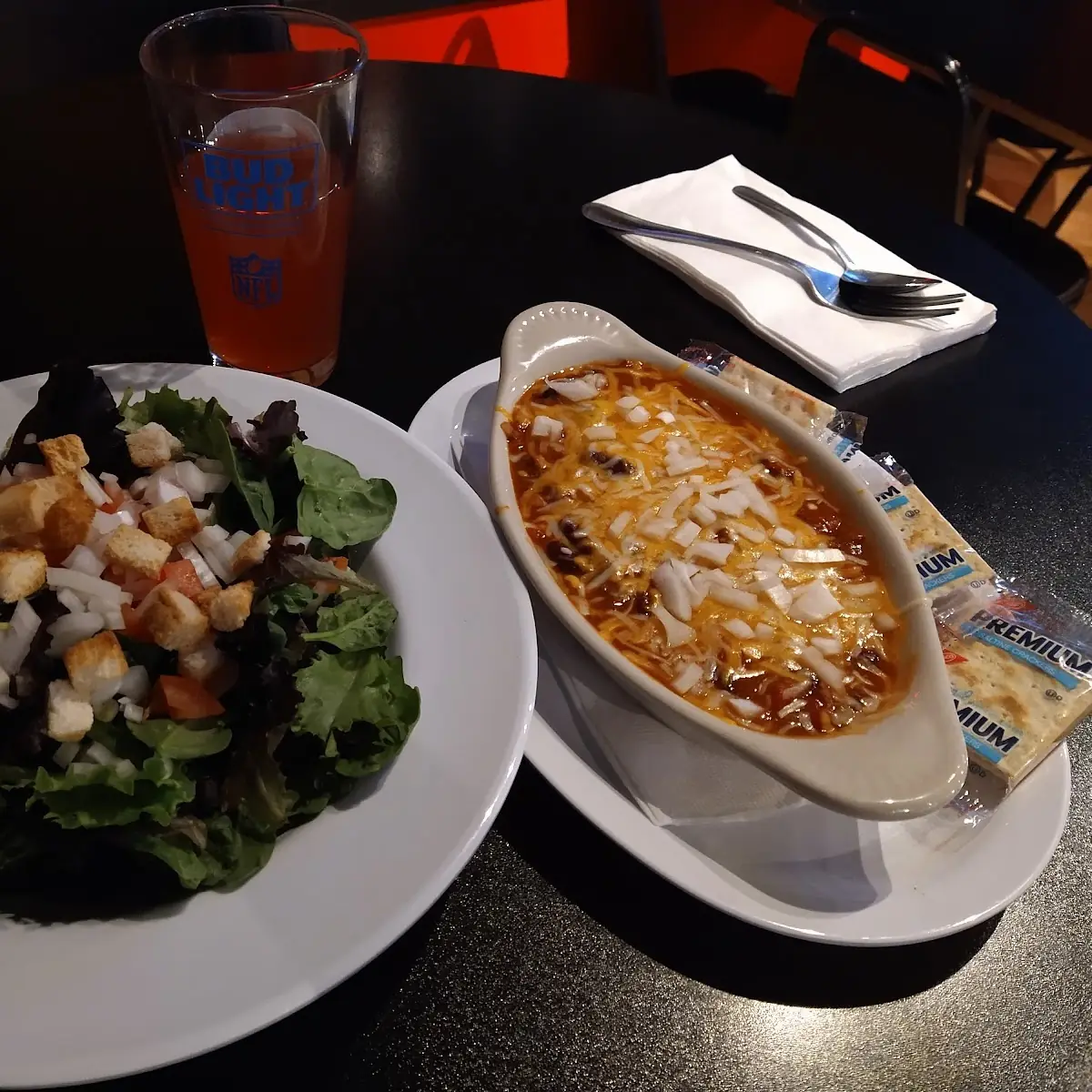 Green Salad and Chili Beans