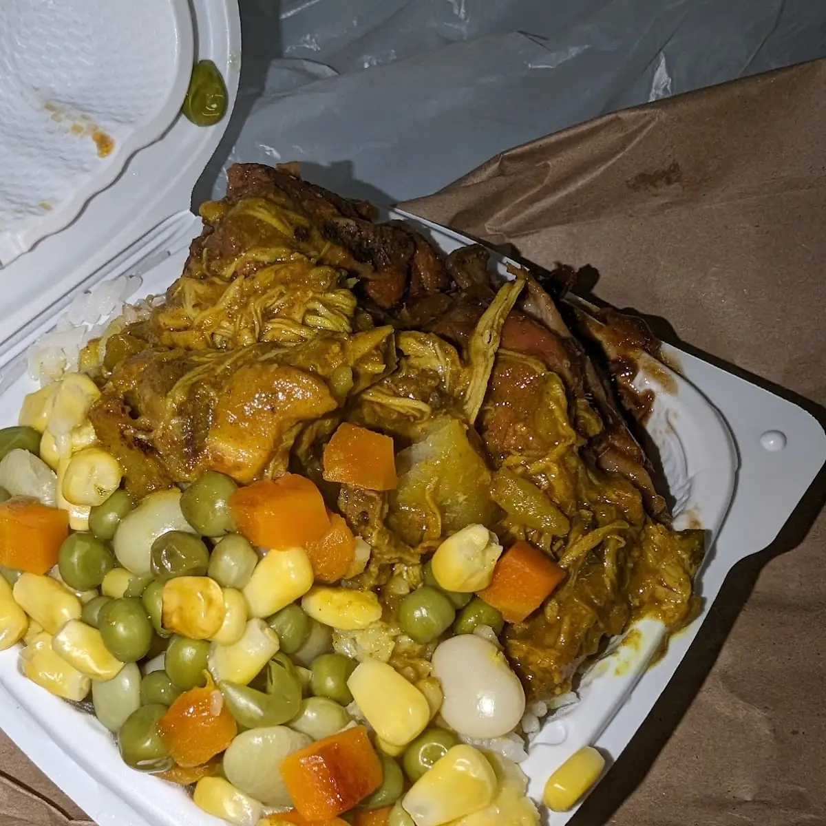 Stewed Chicken Curry with Rice and Veggies