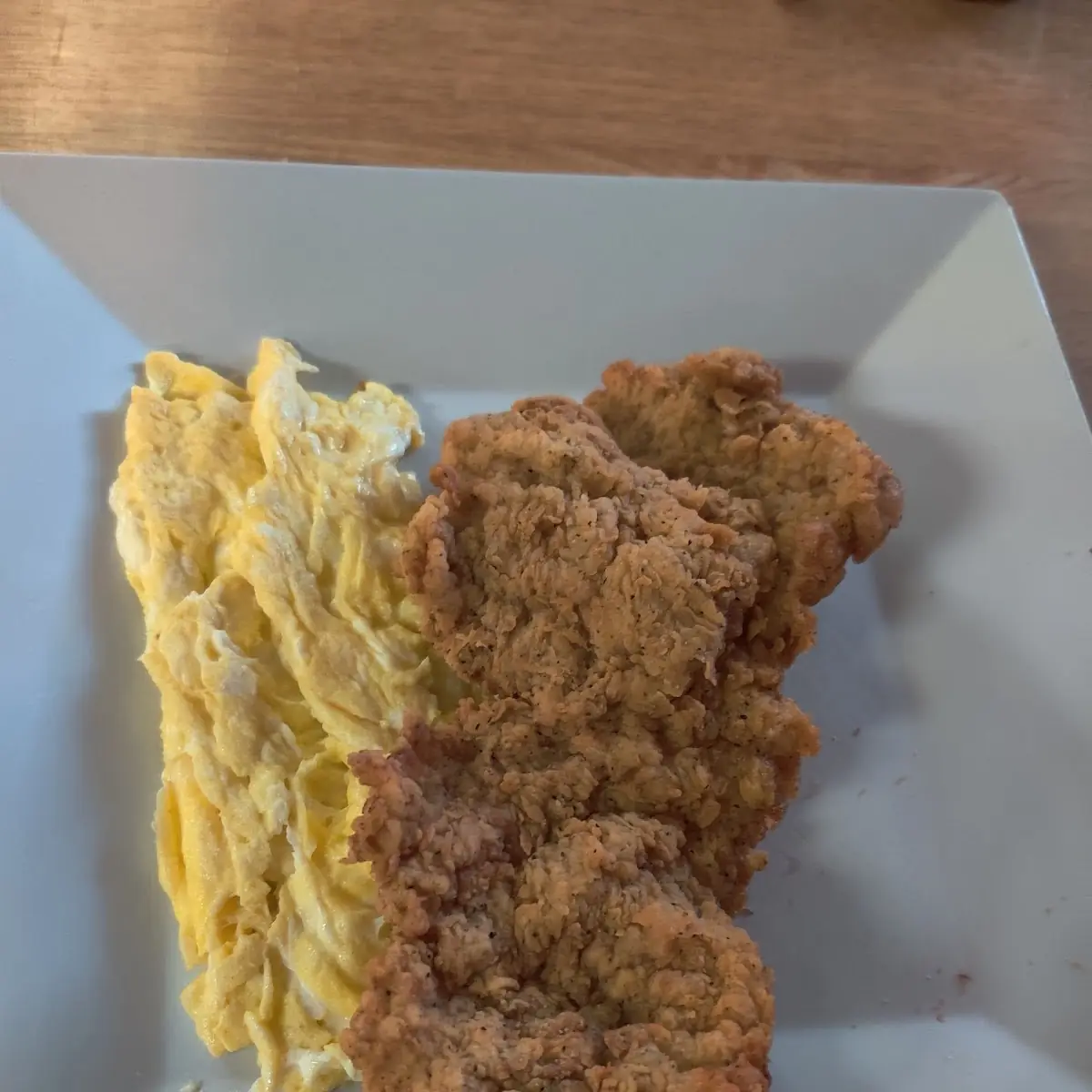Scrambled Eggs and Fried Tenderloin