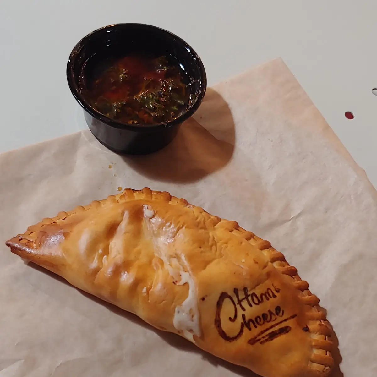 Ham and Cheese Empanada with Chimichurri
