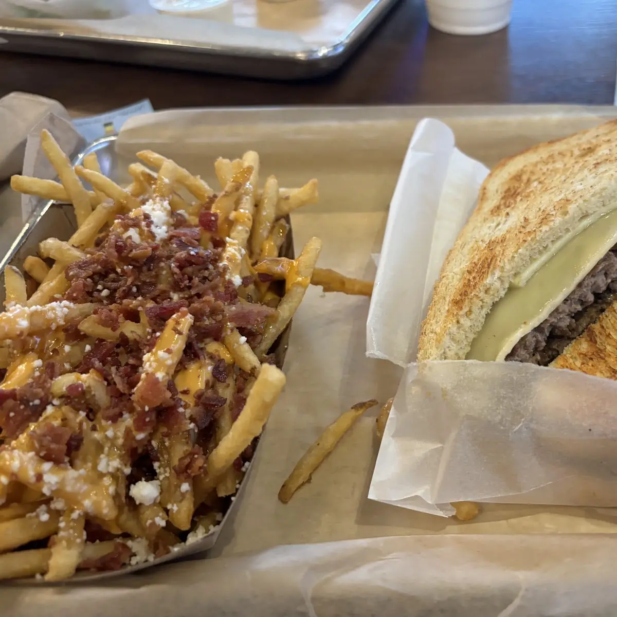 Patty Melt and Loaded Fries