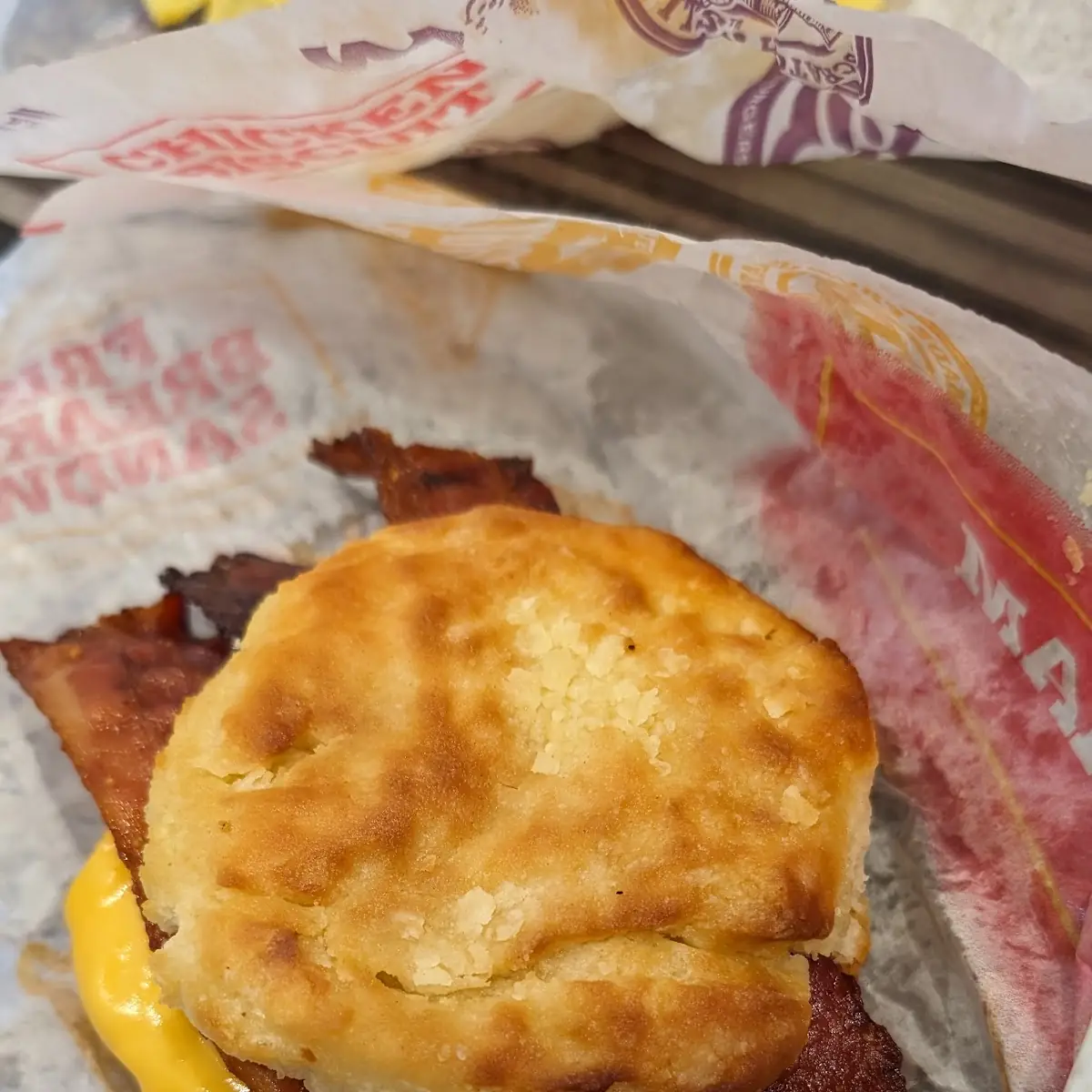 Candied Bacon Egg and Cheese Biscuit