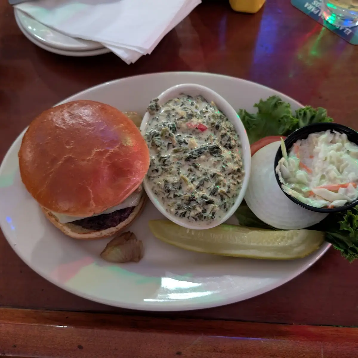 Anchor Burger with Spinach Dip