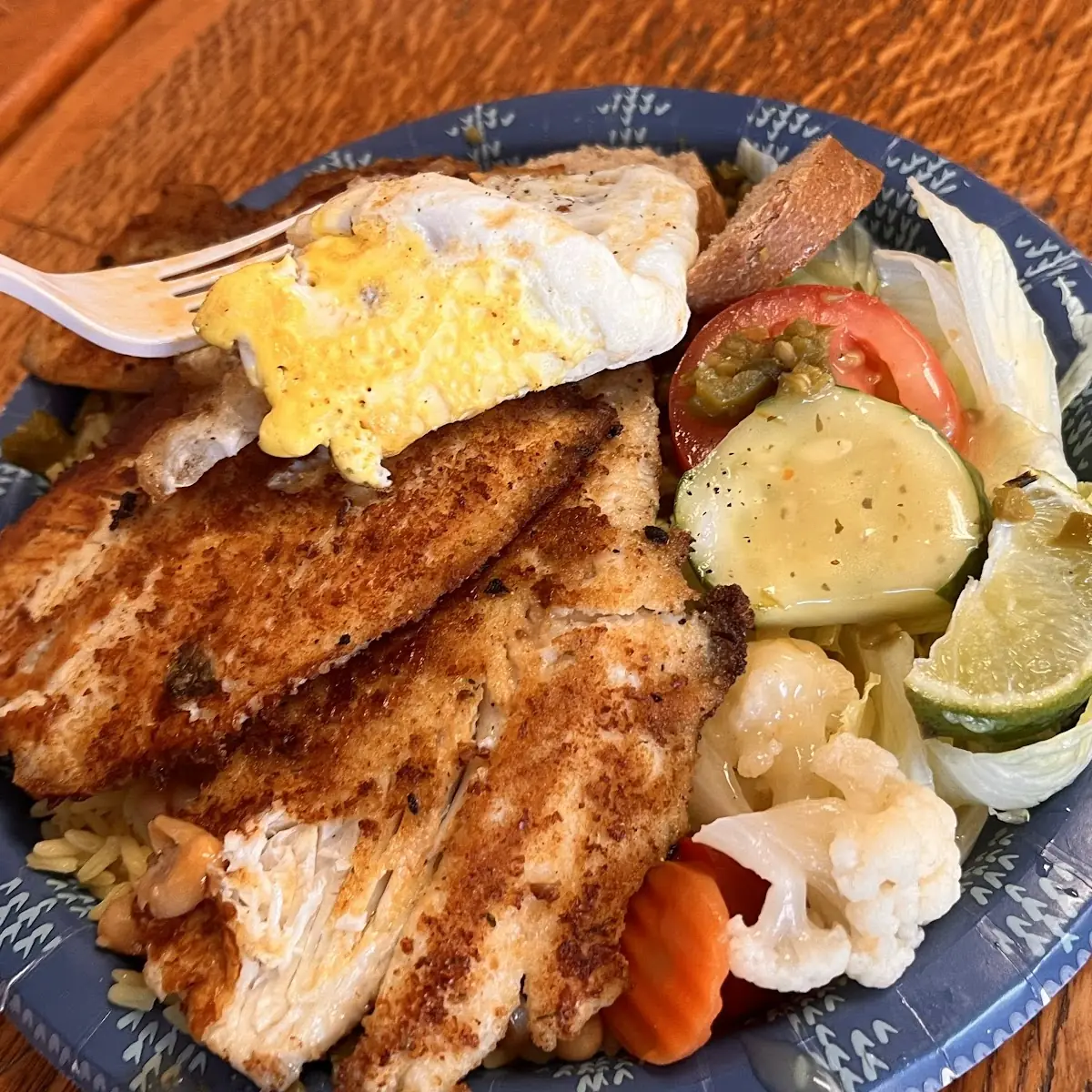 Fish Fry with Rice and Egg