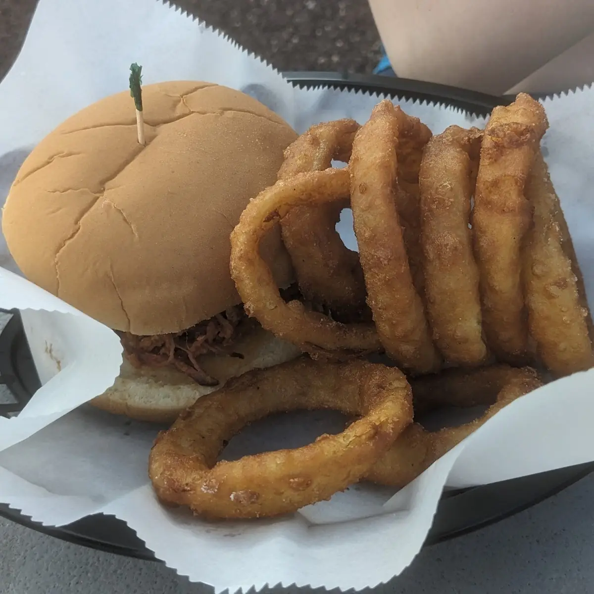 Burger with Onion Rings