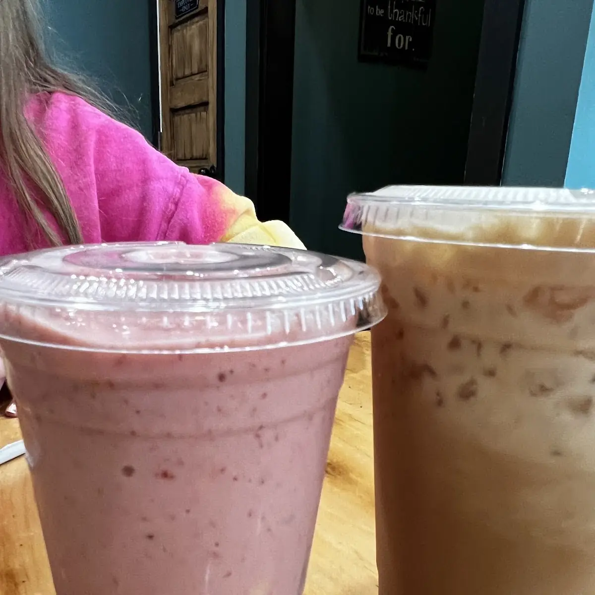 Iced Latte & Strawberry Mango Smoothie