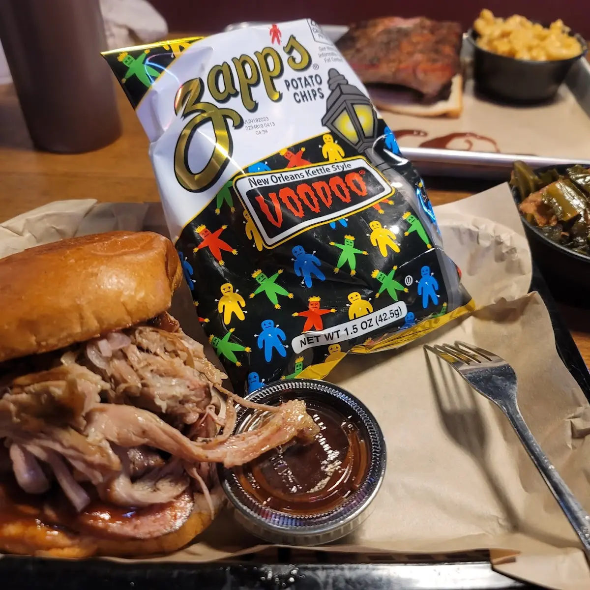 Pulled Pork Sandwich and Chips