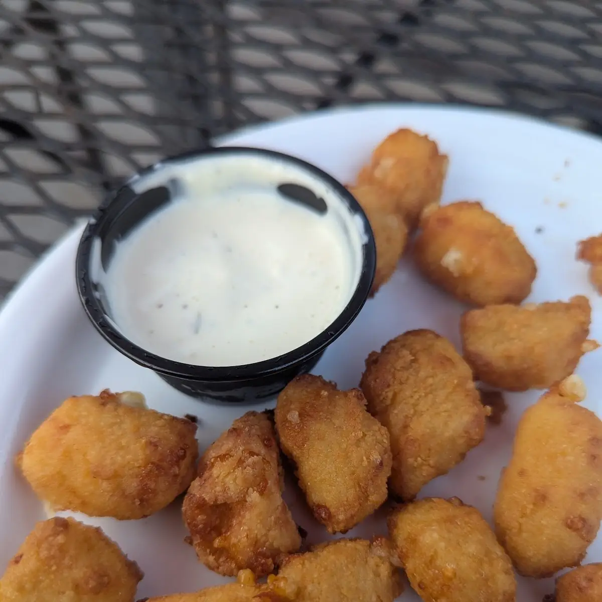 Cheese Curds Served with Ranch Dressing