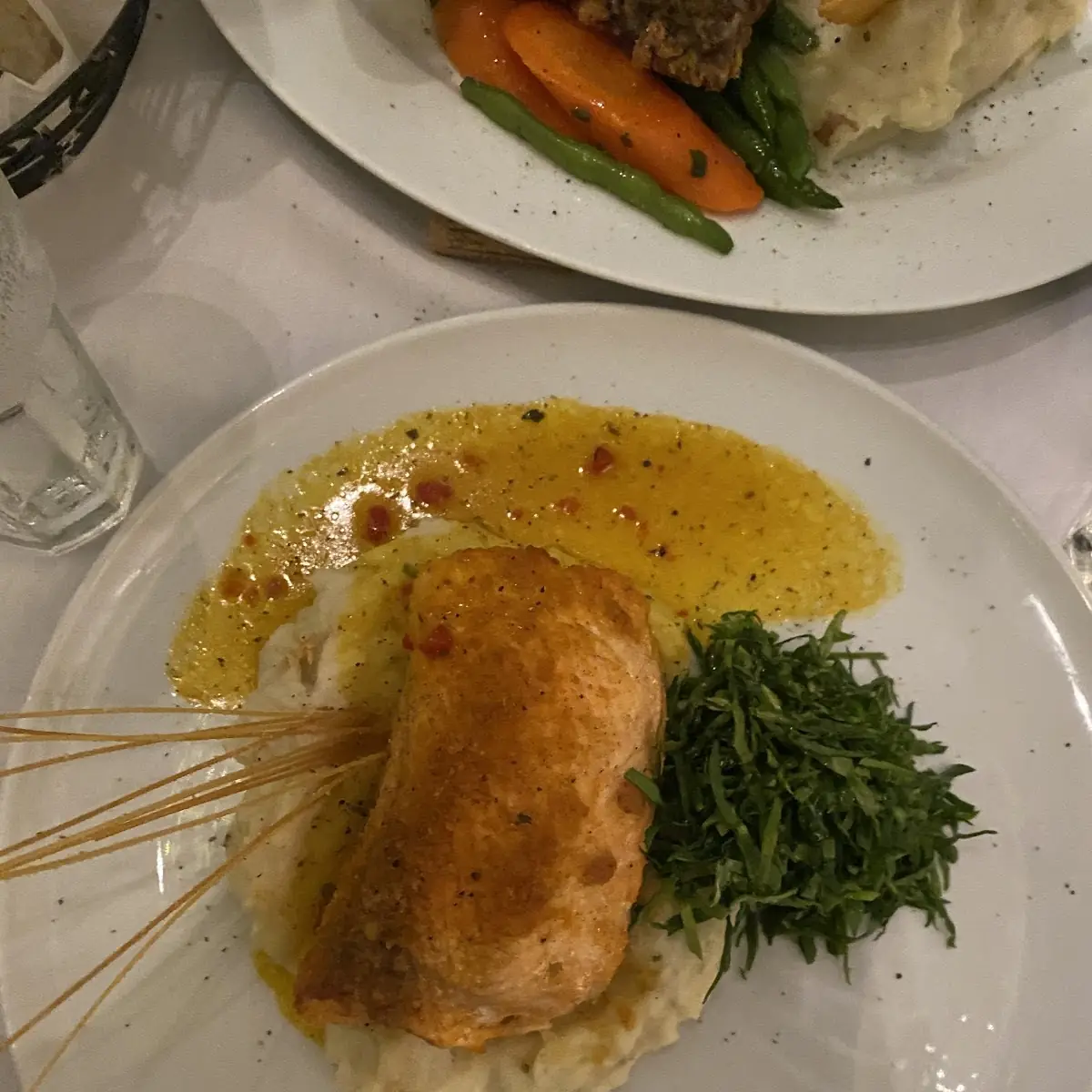 Seared Salmon with Mashed Potatoes and Sauce