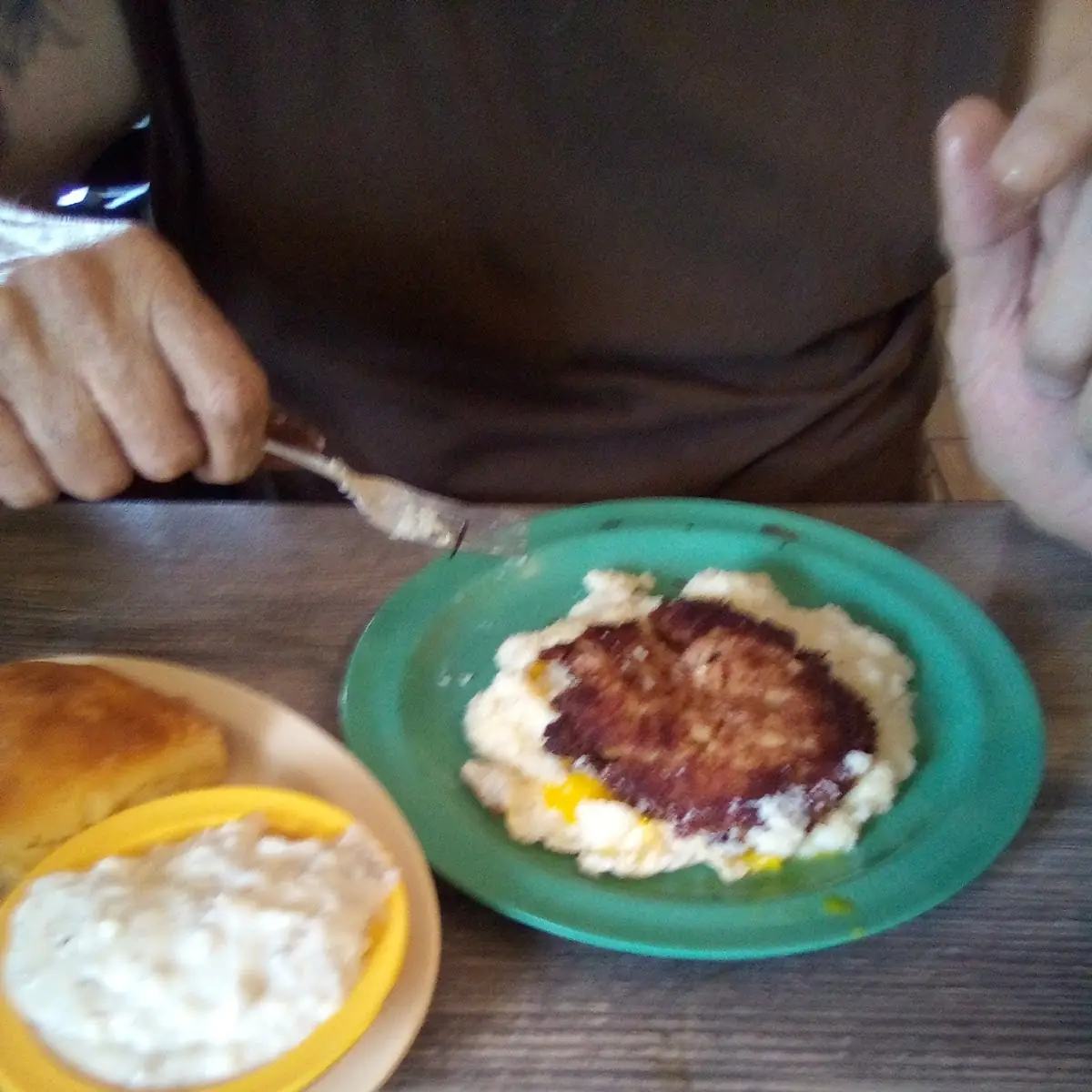 Eggs over Easy with Corned Beef Hash Biscuits and Gravy