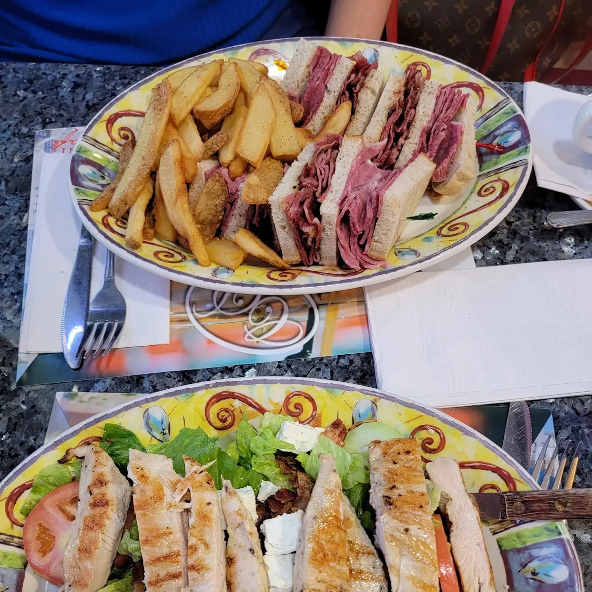 Pastrami Sandwich and Cobb Salad