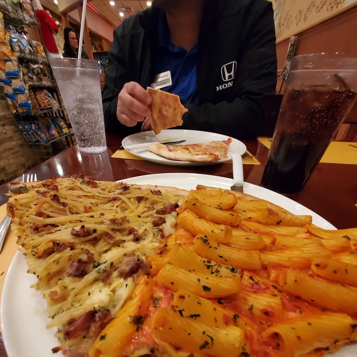 Spaghetti Carbonara and Vodka Rigatoni Slice