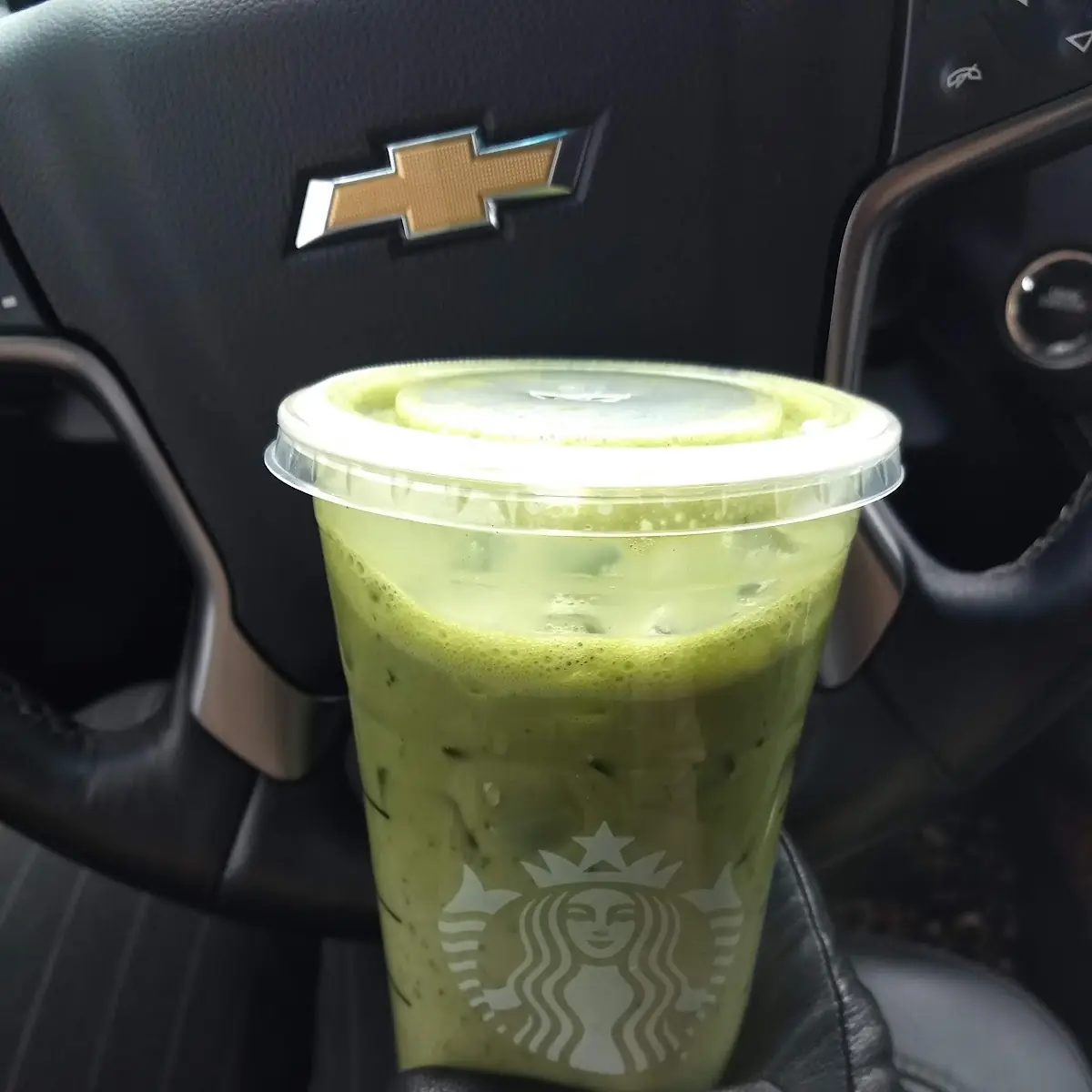 Venti Matcha Latte with Almond Milk and an Extra Shot