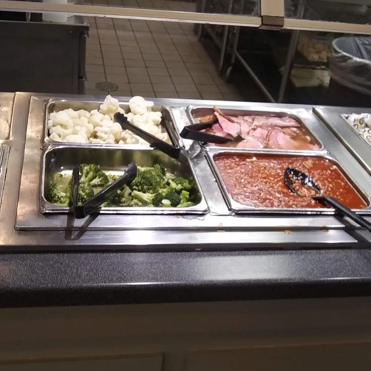 Broccoli Cauliflower Ham and Baked Beans
