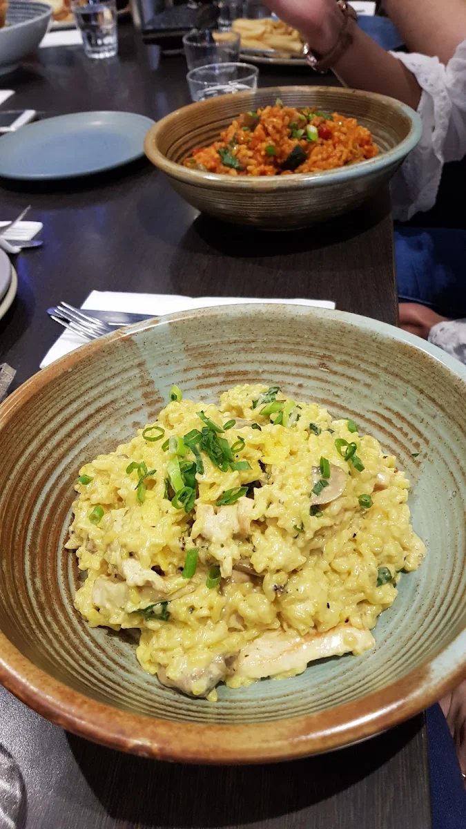 Chicken & Mushroom Risotto, SparQling Pizza & Grill