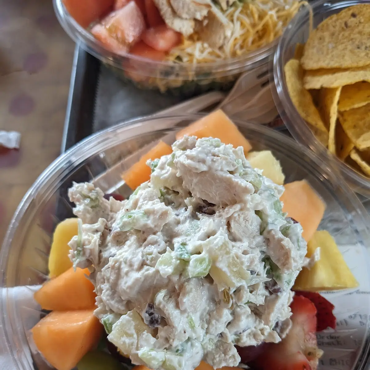 Chicken Salad with Fruit Salad Plate