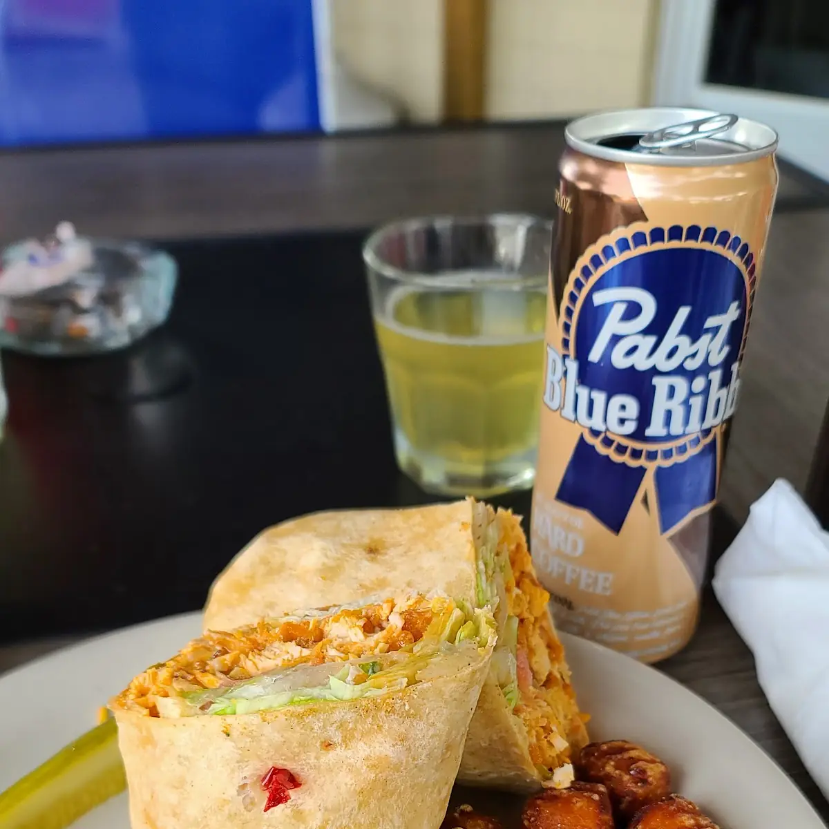 Buffalo Chicken Wrap with Sweet Potato Tots