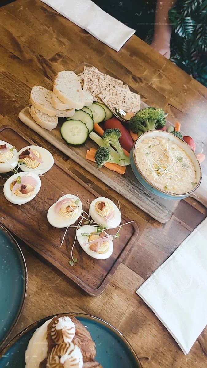 Hummus Board and Deviled Eggs